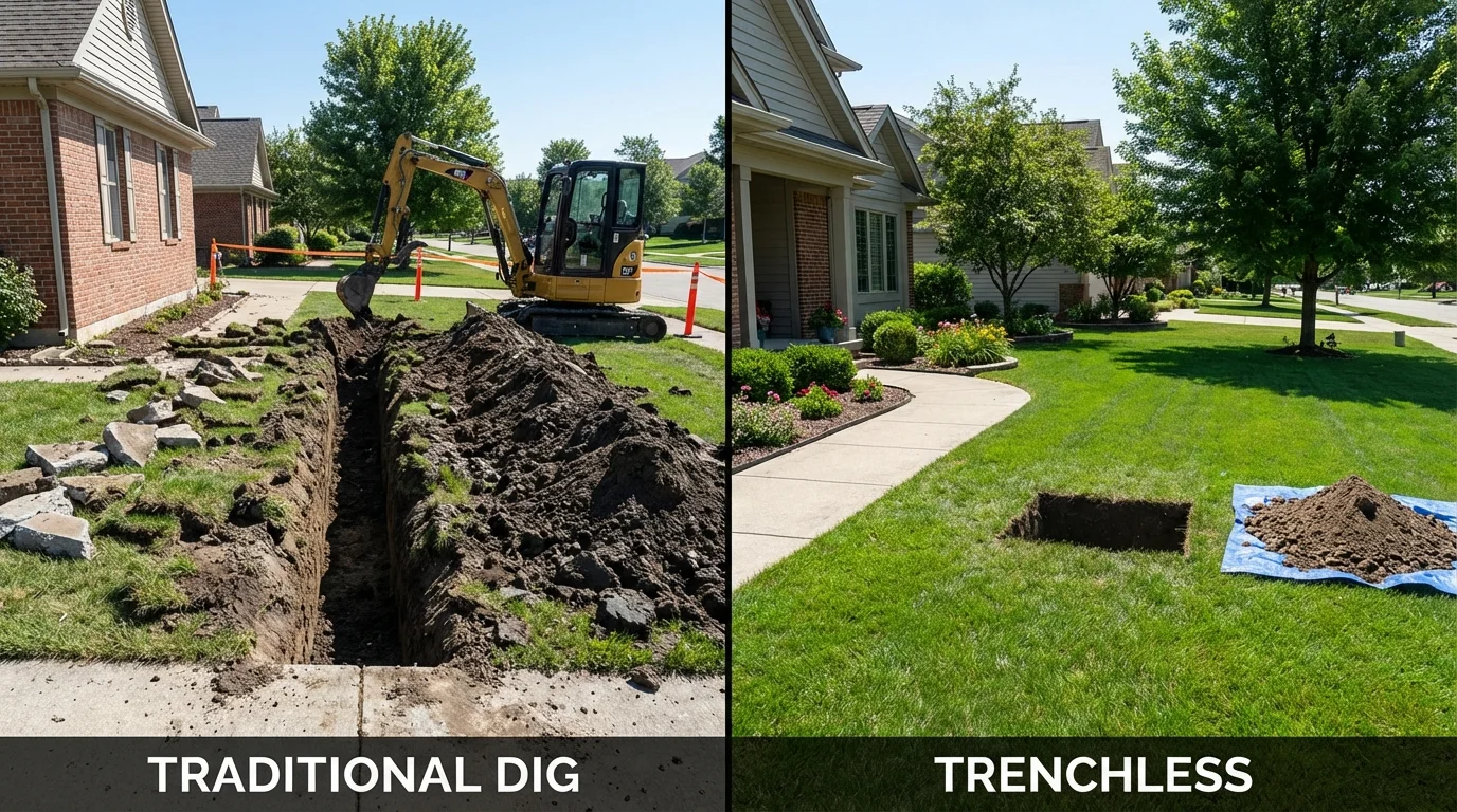 Trenchless sewer repair with minimal yard damage versus traditional excavation in Rancho Mirage, CA